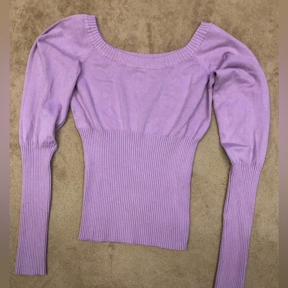 Say What? Women’s Long-Sleeve Off -Shoulder Sweater. Size Large Lavender Lilac - Picture 1 of 7